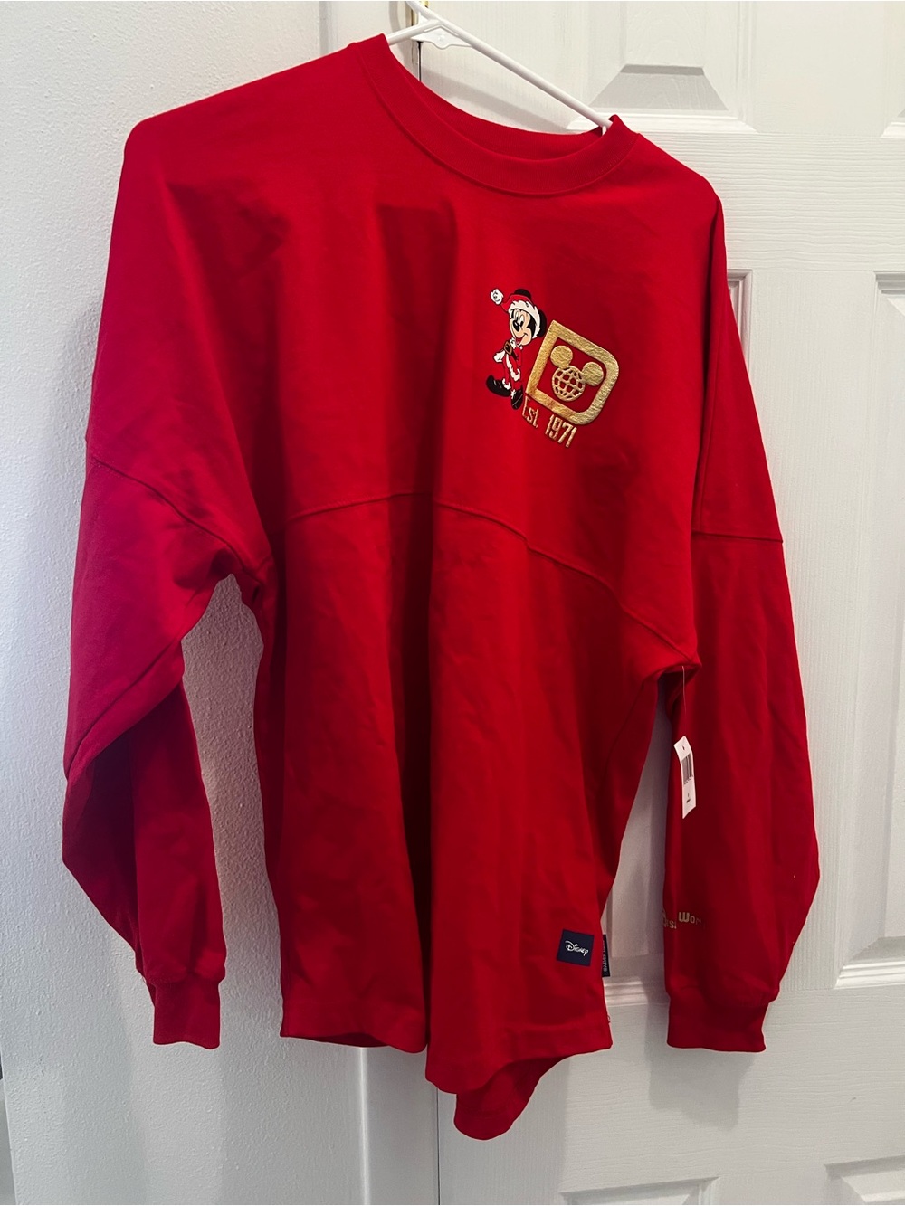NWT Disney Parks Christmas Spirit Jersey Red Mickey & Friends Small